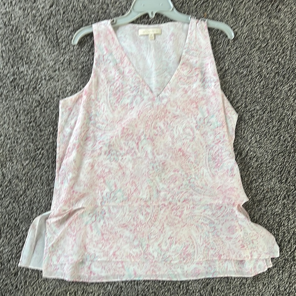 Light pink flowered silk blouse